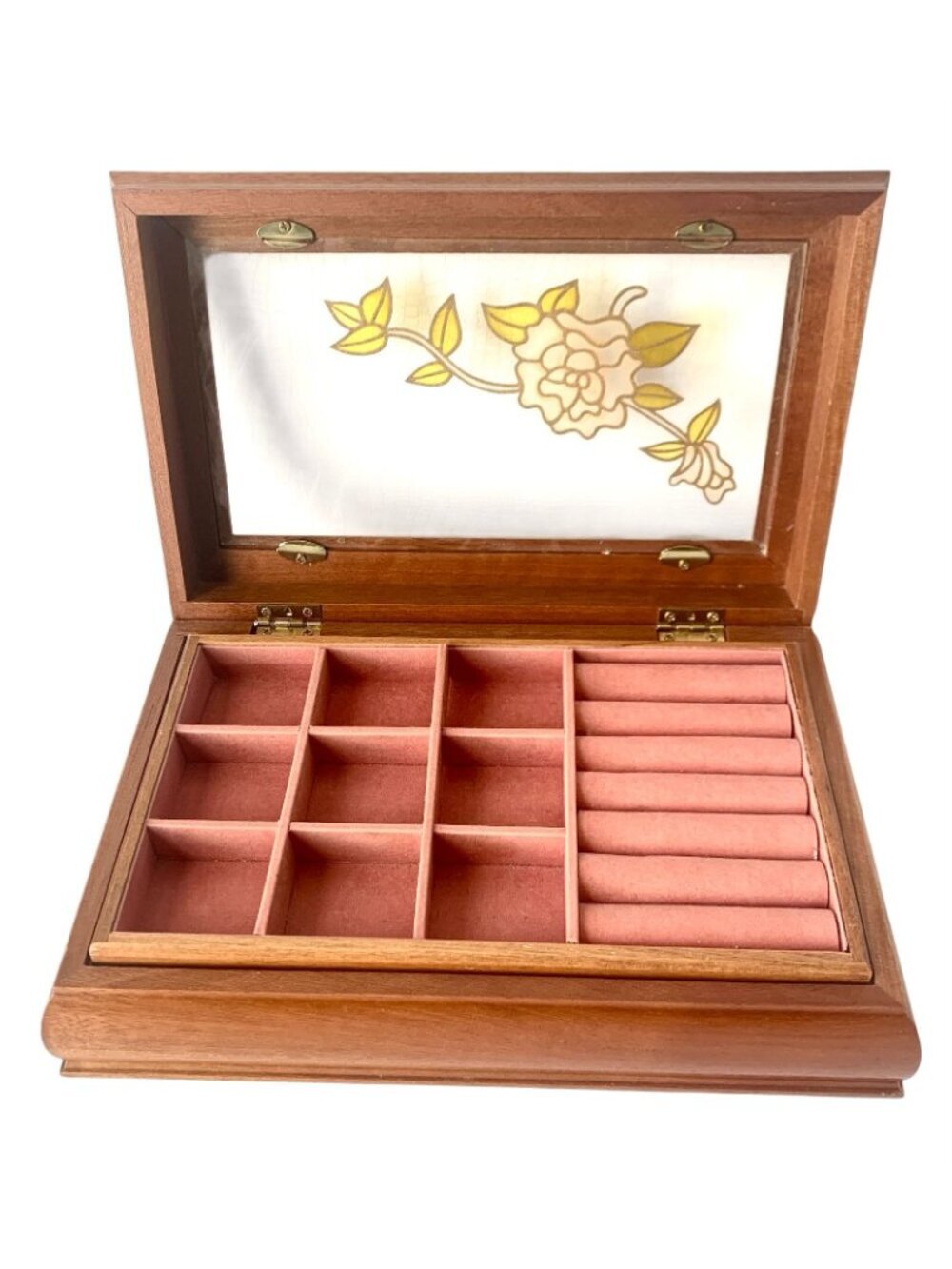 Vintage Wooden Jewelry Box Removable Tray Jewellery Box Retro - Picture 3 of 8